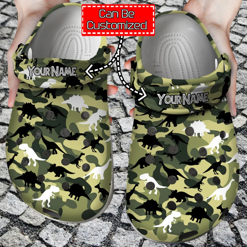 Colorful Crocs - Camo Dinosaurs Patterns Clog