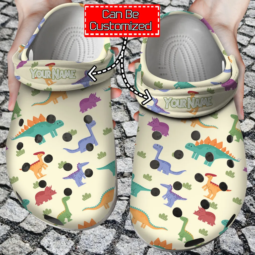 Colorful Crocs - Personalized Colorful Dinosaurs Pattern Clog