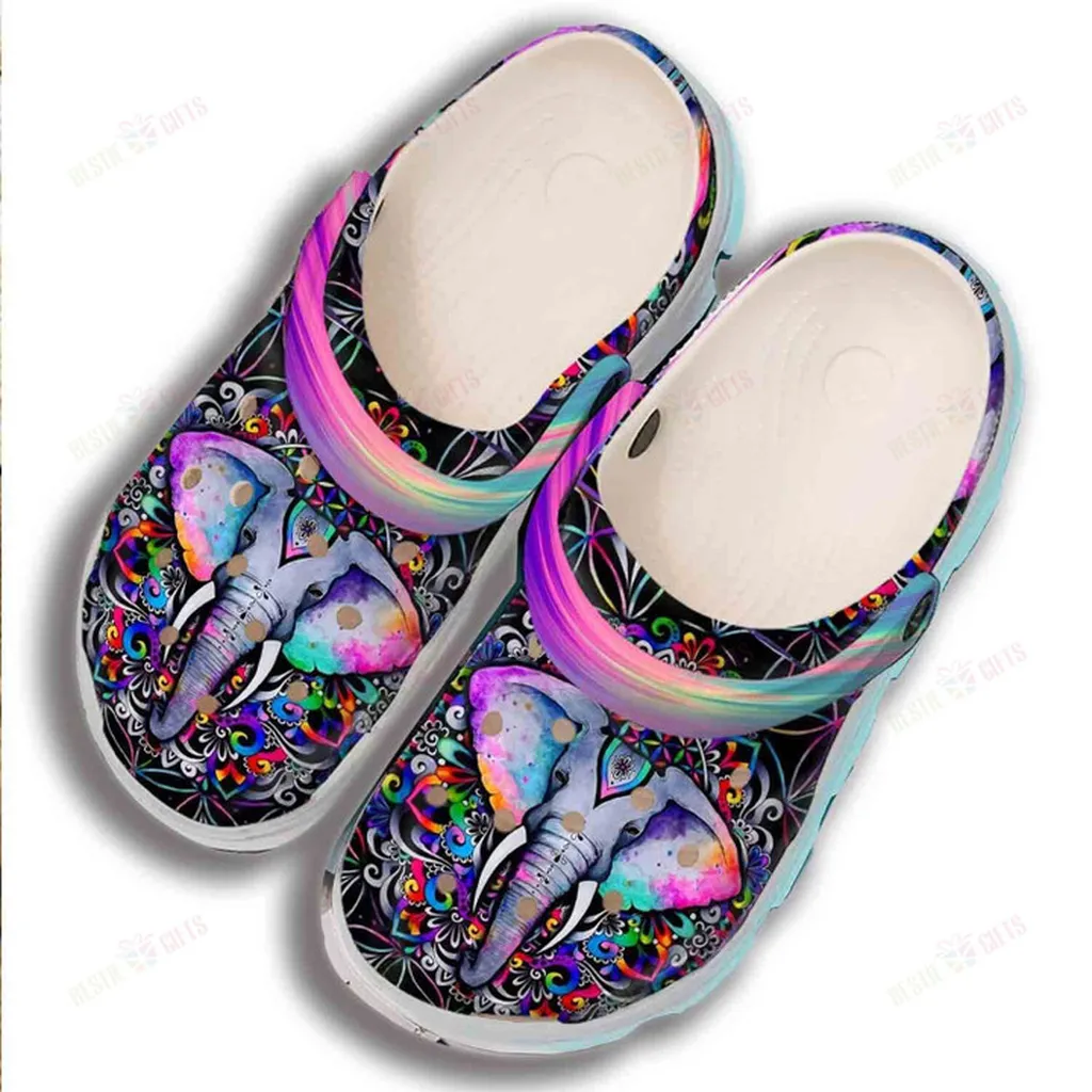 Colorful Elephant Crocs Classic Clogs