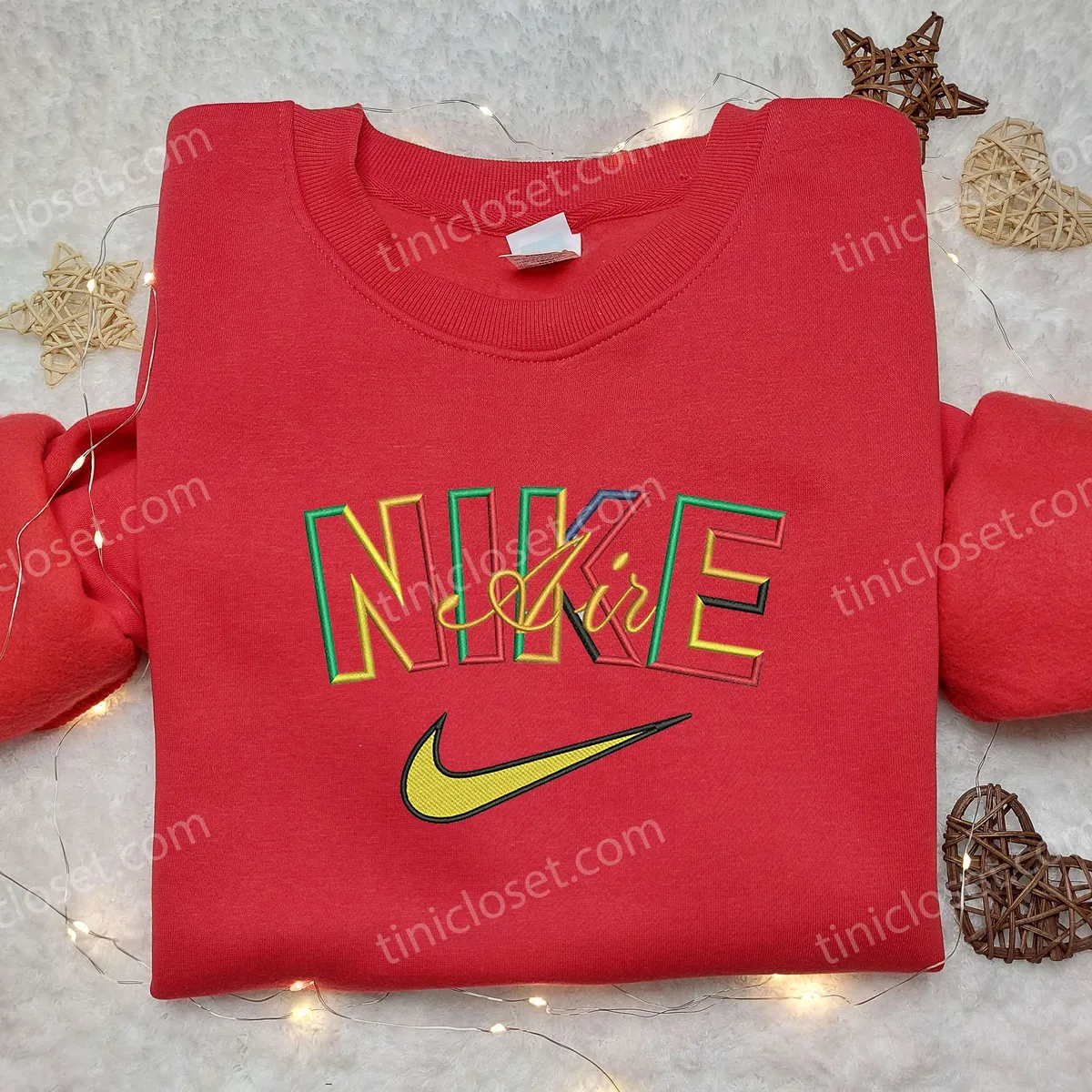 Colorful Nike Air Inspired Embroidered Shirt, Unique Embroidered Shirt