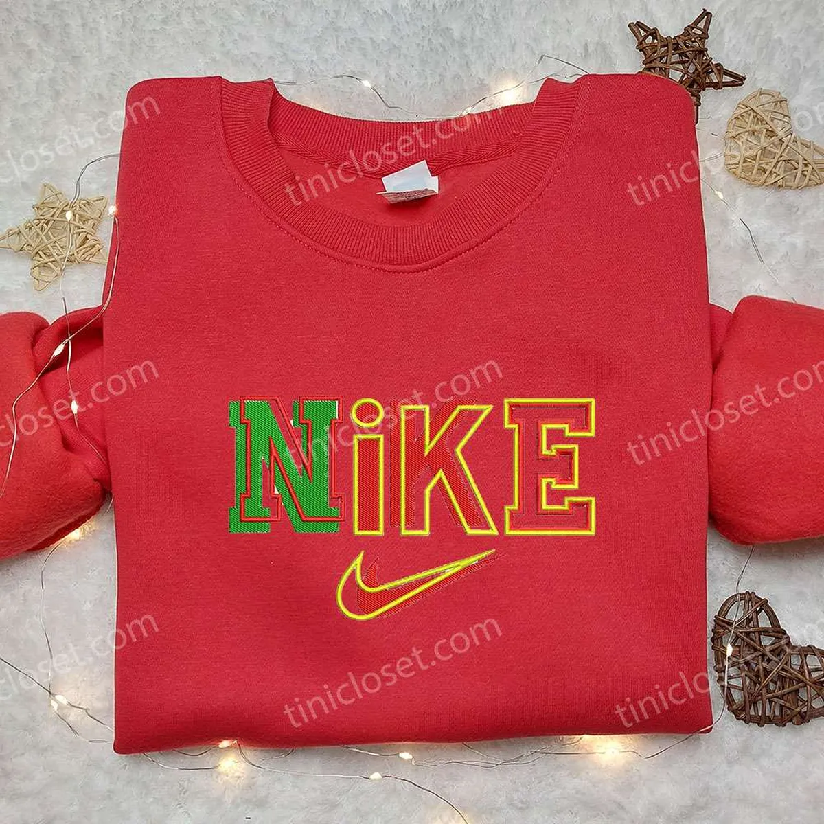 Colorful Nike Embroidered Sweatshirt, Nike Inspired Embroidered Shirt, Best Birthday Gift Ideas