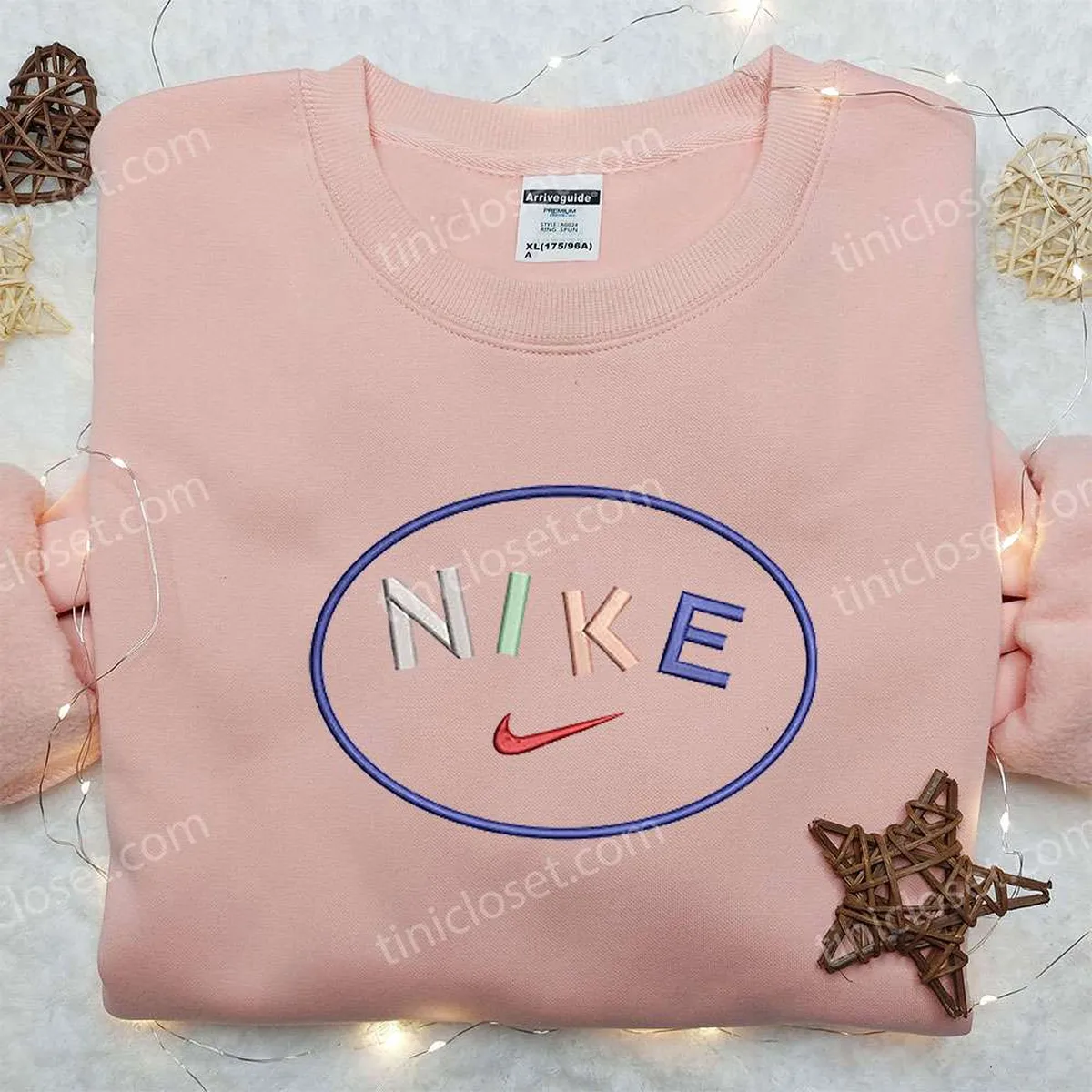 Colorful Nike Embroidered Sweatshirt, Nike Inspired Embroidered Shirt, Best Gift for Family