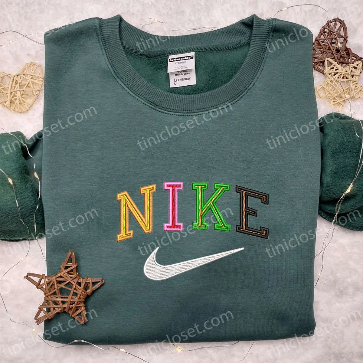 Colorful Nike Logo Embroidered Shirt, Nike Inspired Embroidered Hoodie, Best Gifts For Family