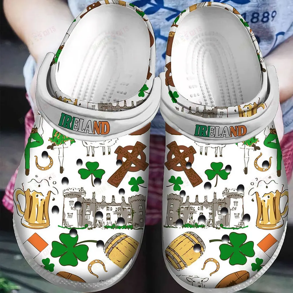 Colorful Symbols Of Ireland Crocs Classic Clogs