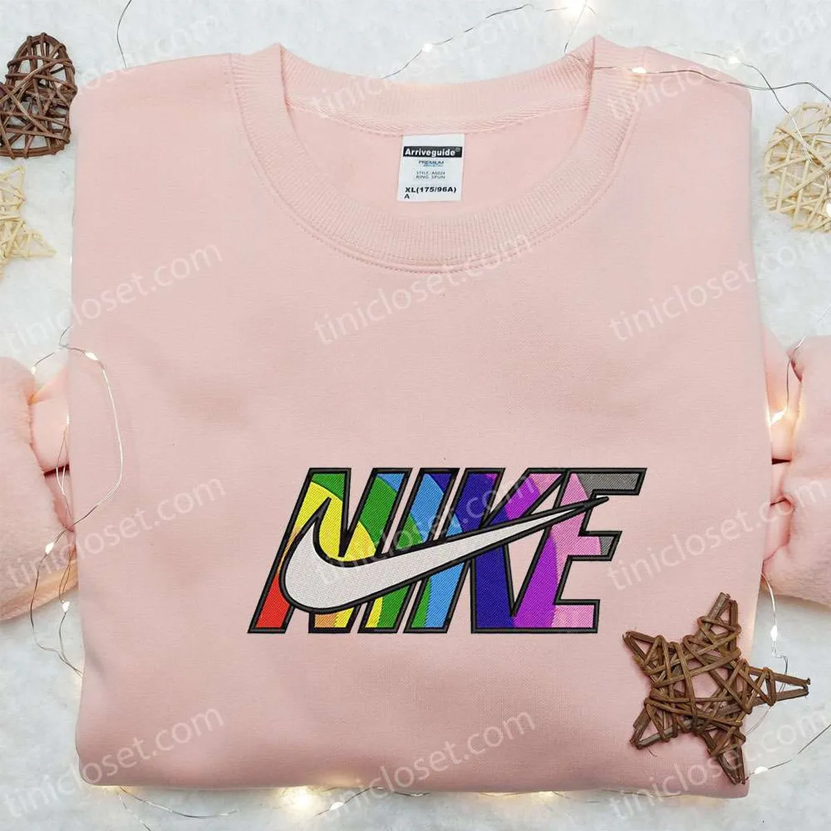 Colorful x Nike Embroidered Hoodie, Nike Inspired Emboidered Shirt, Best Gift Ideas for Family