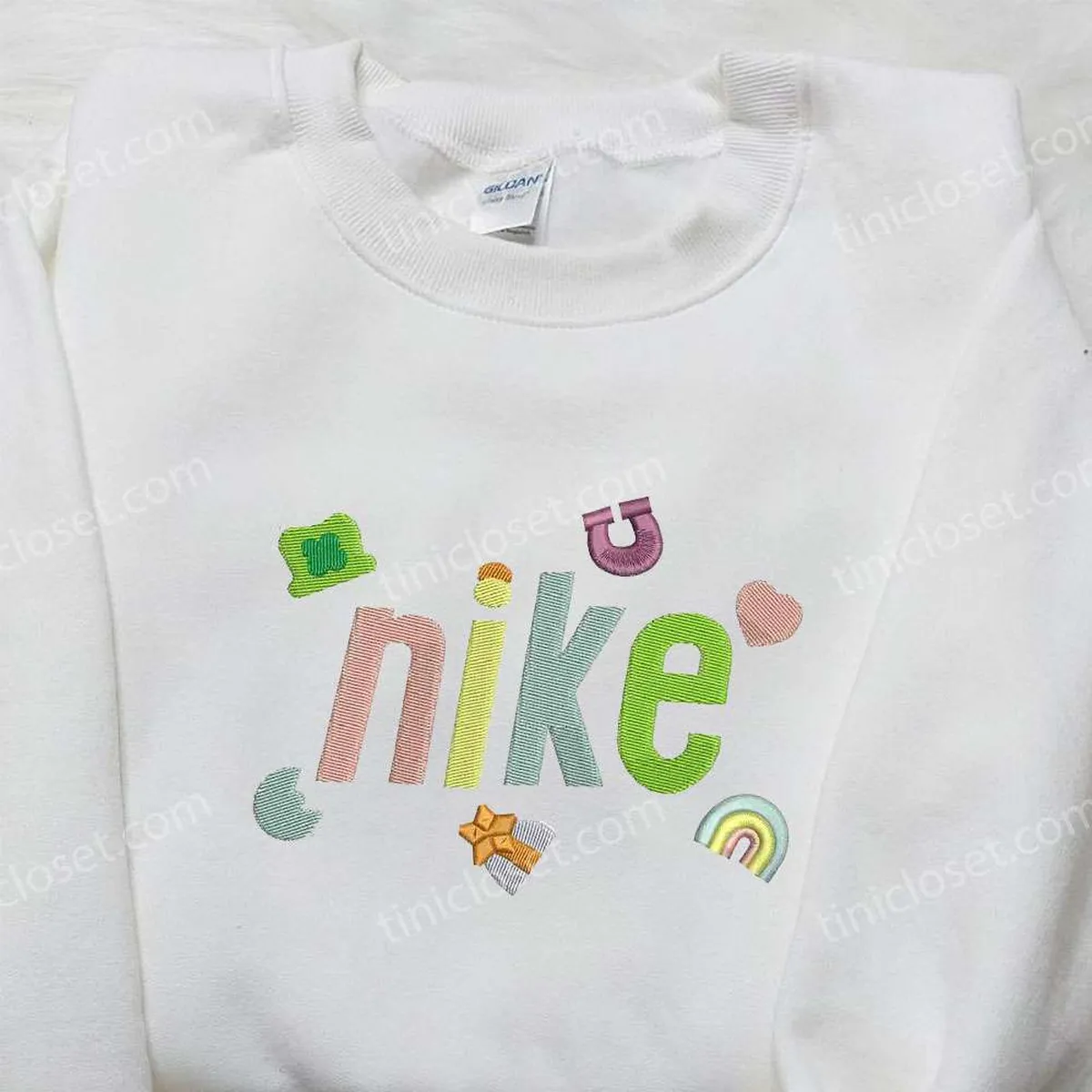 Colorful x Nike Embroidered Hoodie, Nike Inspired Embroidered Shirt, Best Birthday Gift Ideas