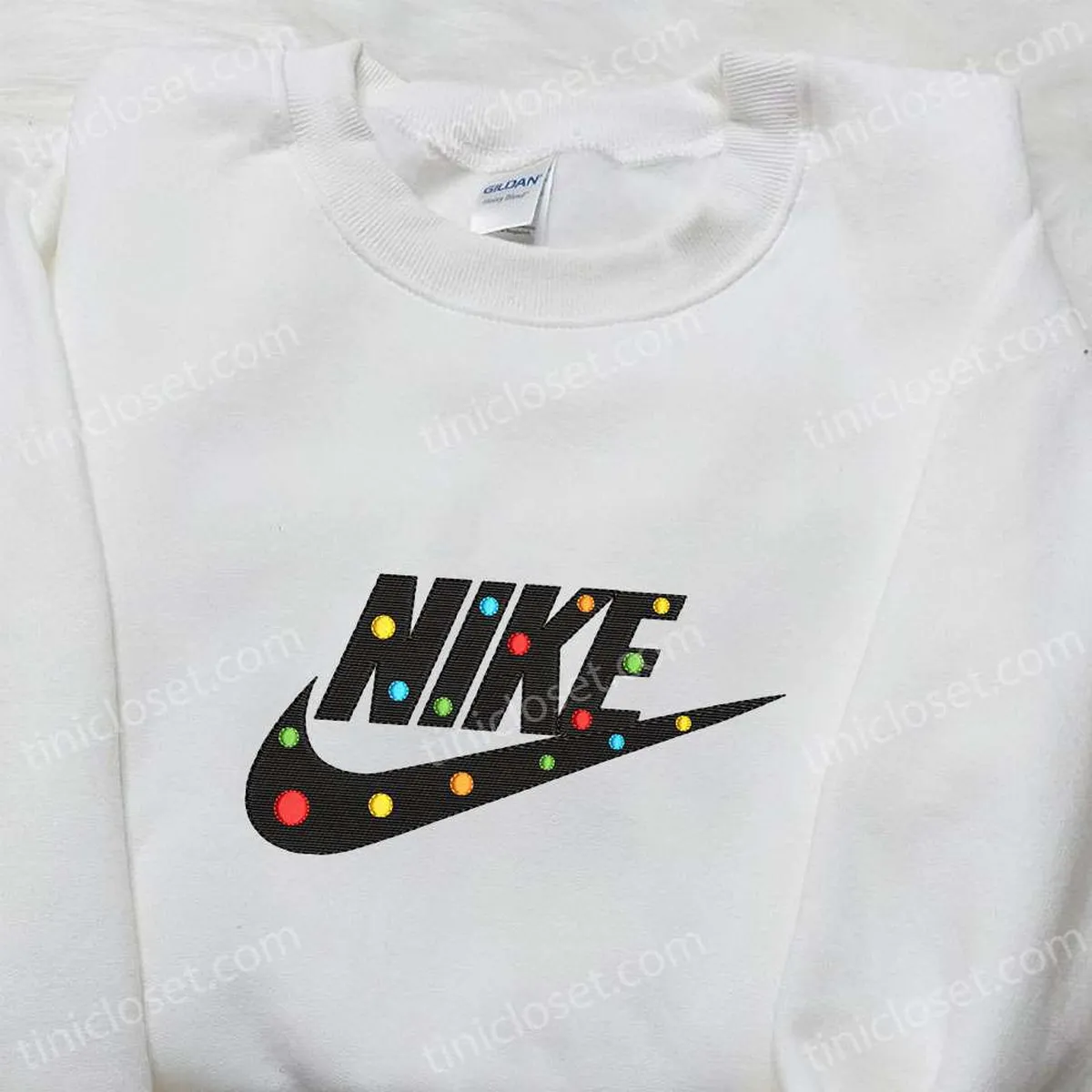 Colorful x Nike Embroidered Shirt, Nike Inspired Embroidered Sweatshirt, Custom Embroidered Hoodie