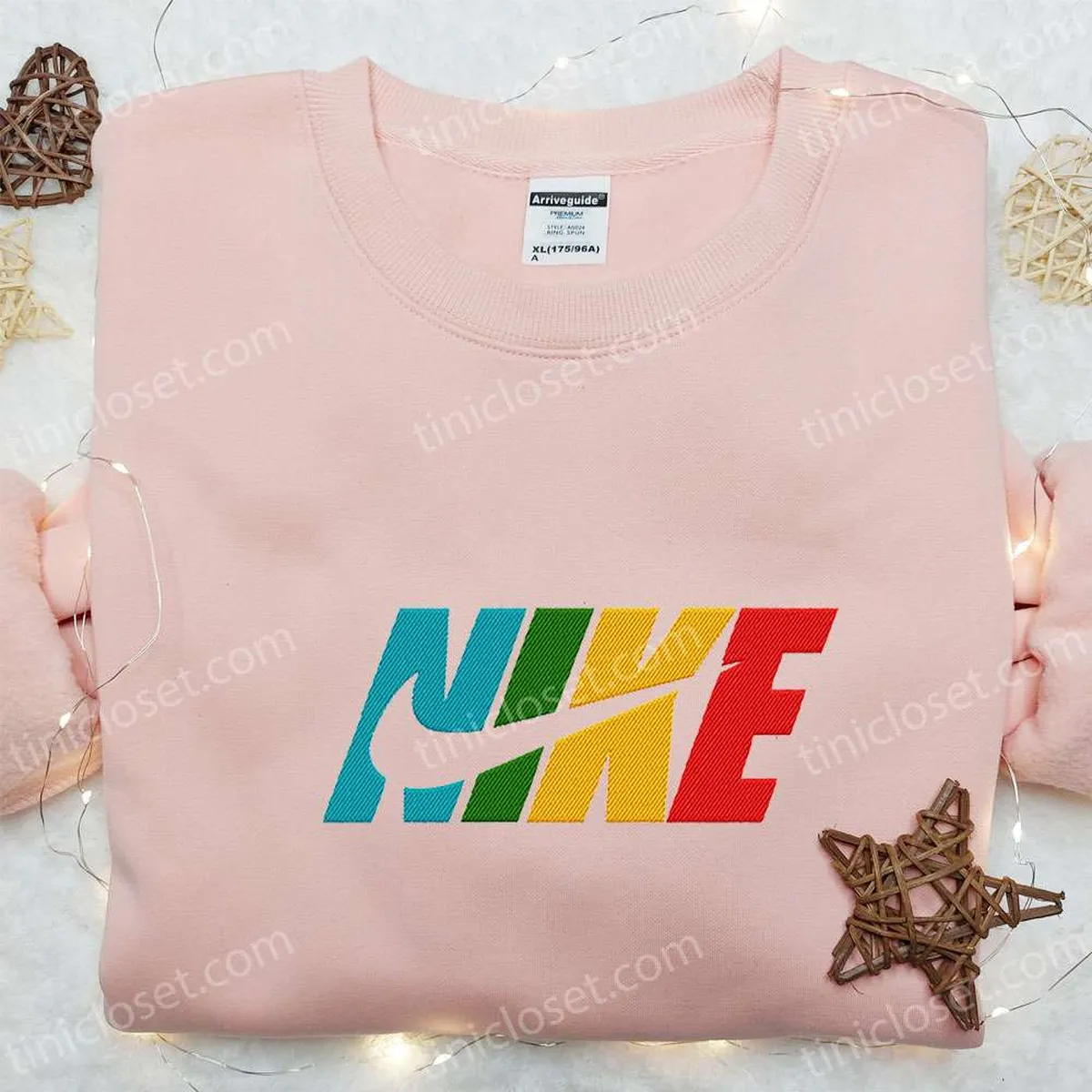 Colorful x Nike Embroidered Sweatshirt, Custom Nike Embroidered Shirt, Best Gift for Family