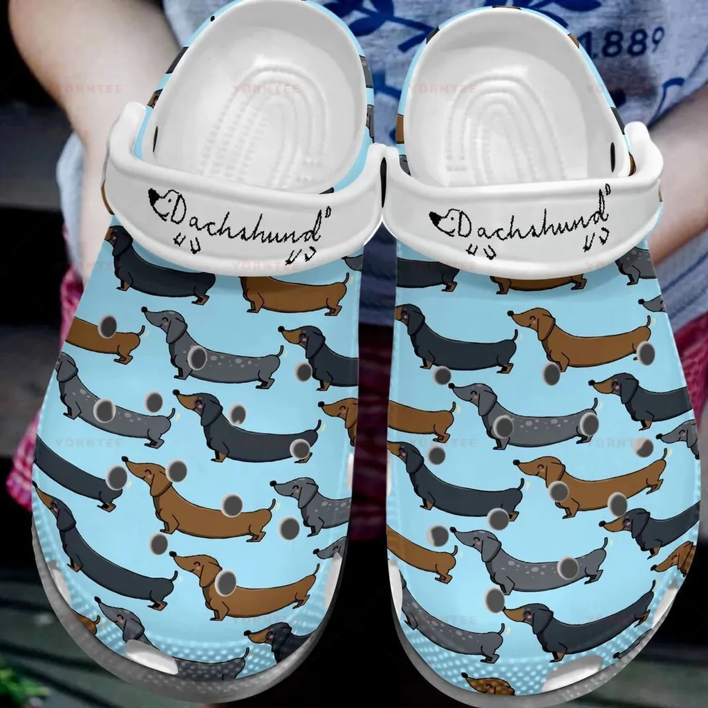 Colors My Love Dachshund Blue Gift For Lover Rubber Crocs Clog