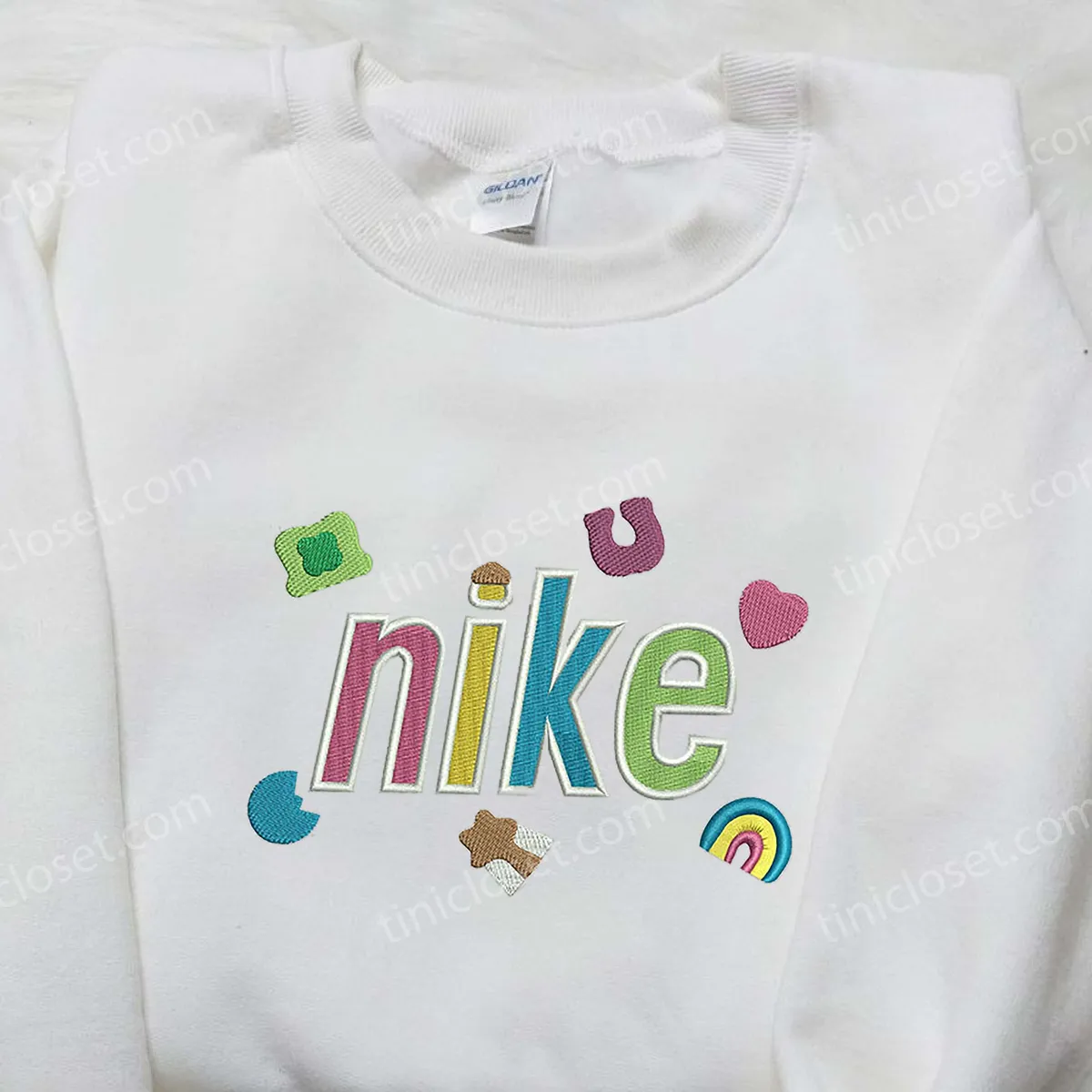 Colors Rainbow x Nike, Embroidered Shirt, Brand Embroidered Shirt, Custom Nike Embroidered Shirt