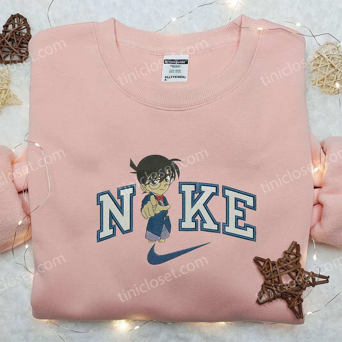 Conan x Nike Embroidered Shirt, Conan Detective Embroidered Shirt, Custom Nike Embroidered Shirt