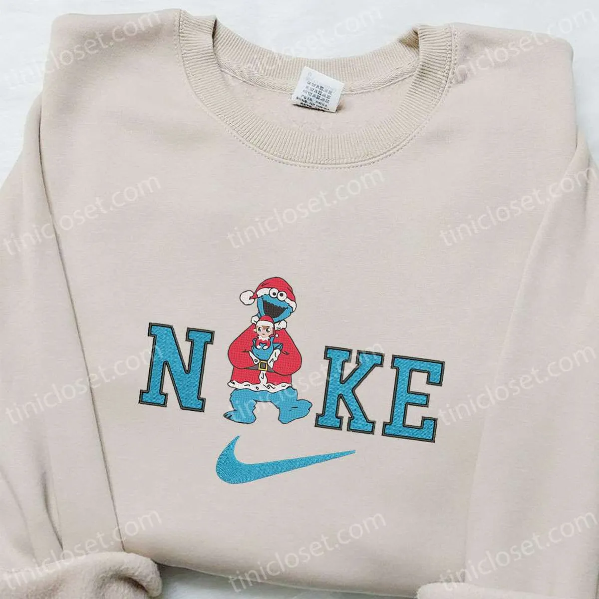 Cookie Monster x Nike Christmas Embroidered Sweatshirt, Disney Movie Christmas Embroidered Shirt, Best Christmas Gift Ideas