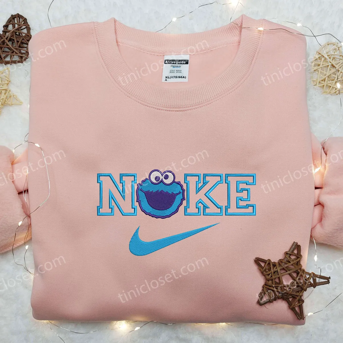 Cookie Monster x Nike Embroidered Shirt, Custom Nike Embroidered Shirt, Sesame Street Embroidered Shirt