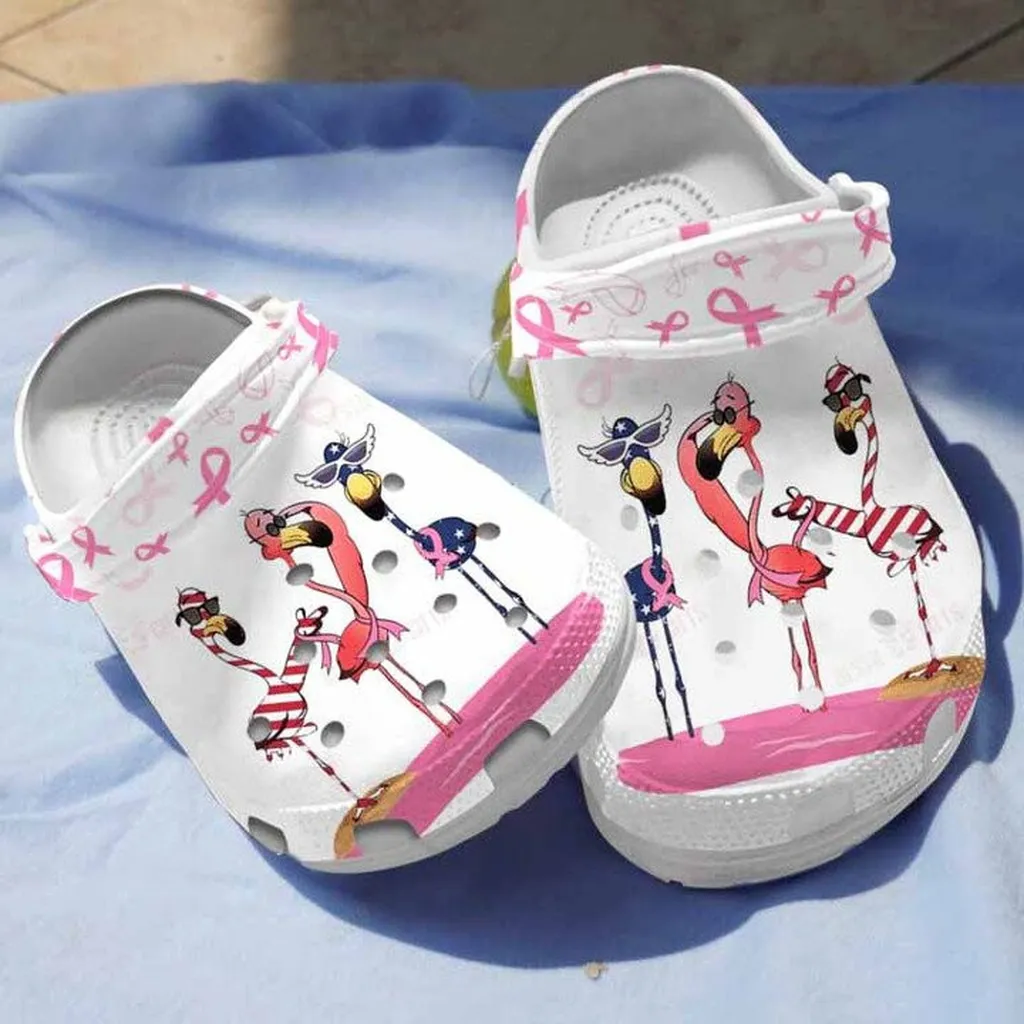 Cool Flamingo Breast Cancer Awareness Clogs Crocs