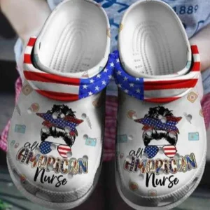 Cool Girl Glasses American Nurse 4Th Of July Crocs Crocband Clogs