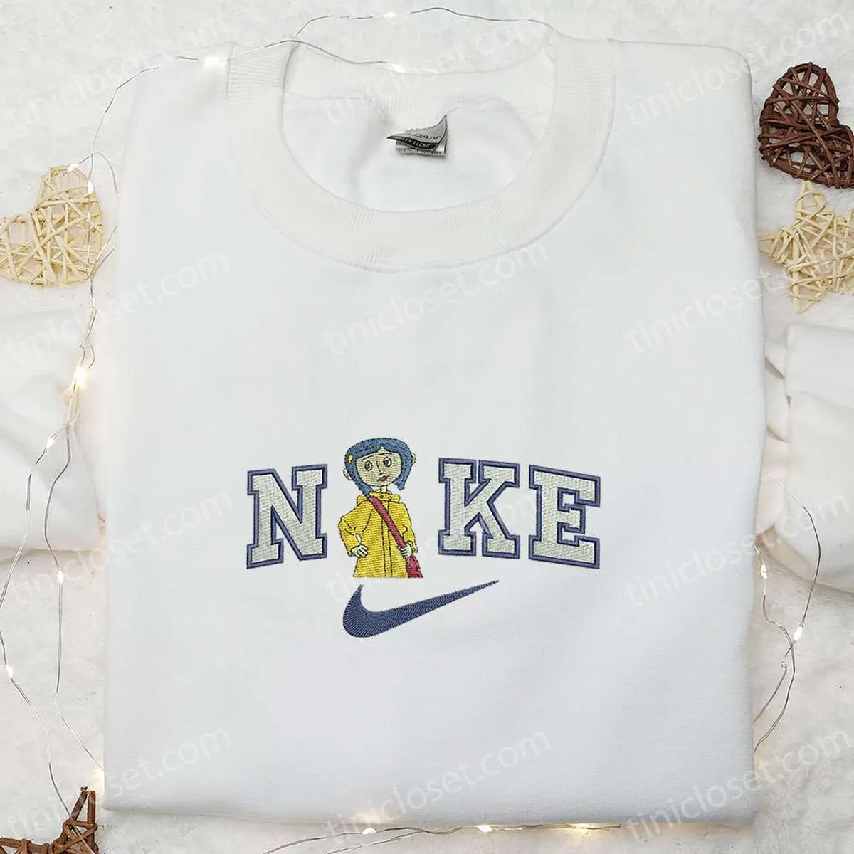 Coraline x Nike Embroidered Shirt, Cartoon Embroidered Hoodie, Best Gift Ideas For Family