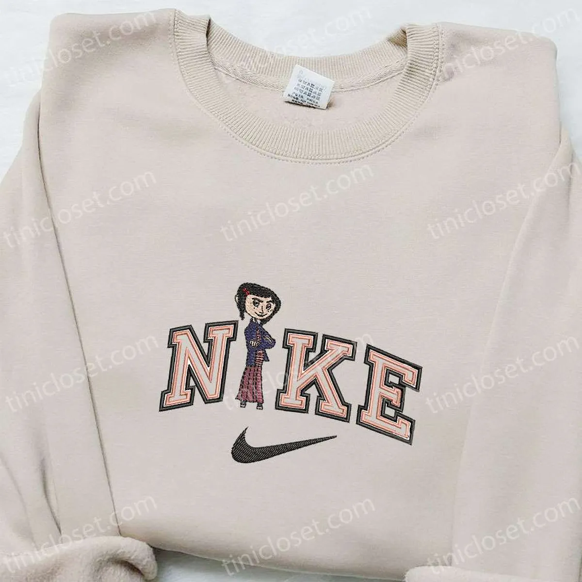 Coraline x Nike Embroidered Shirt, Cartoon Embroidered Hoodie, Best Gifts For Family