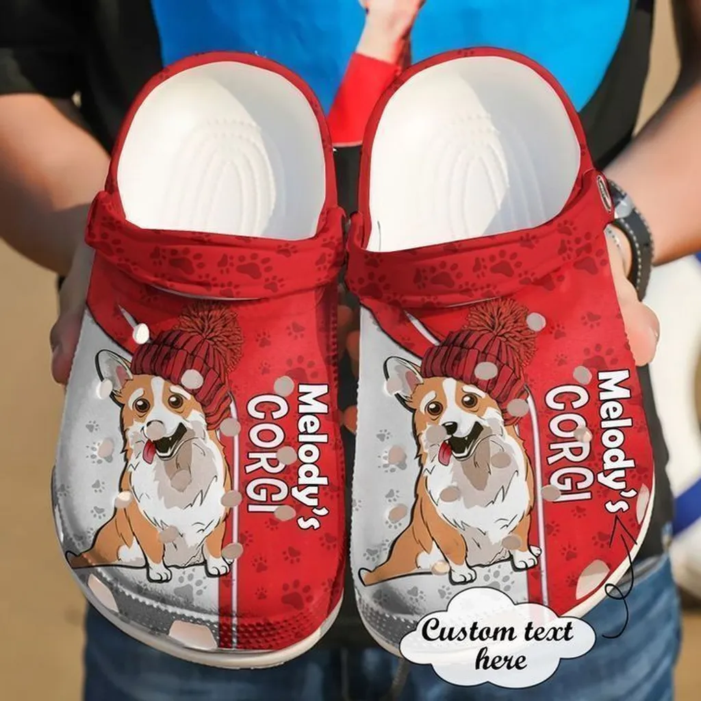 Corgi Personalized Red Crocs Classic Clogs