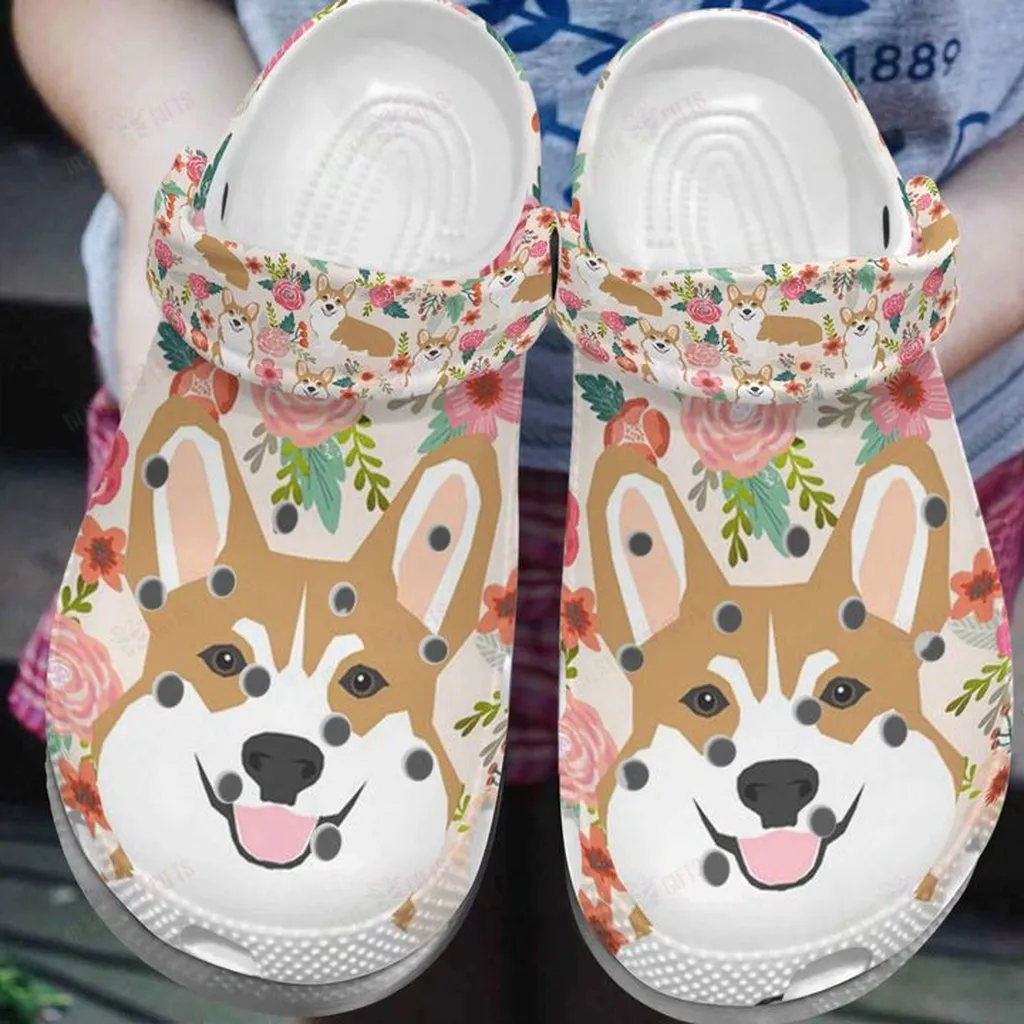 Corgi Portrait 2 Styles Crocs, Personalized Crocs Classic Clogs