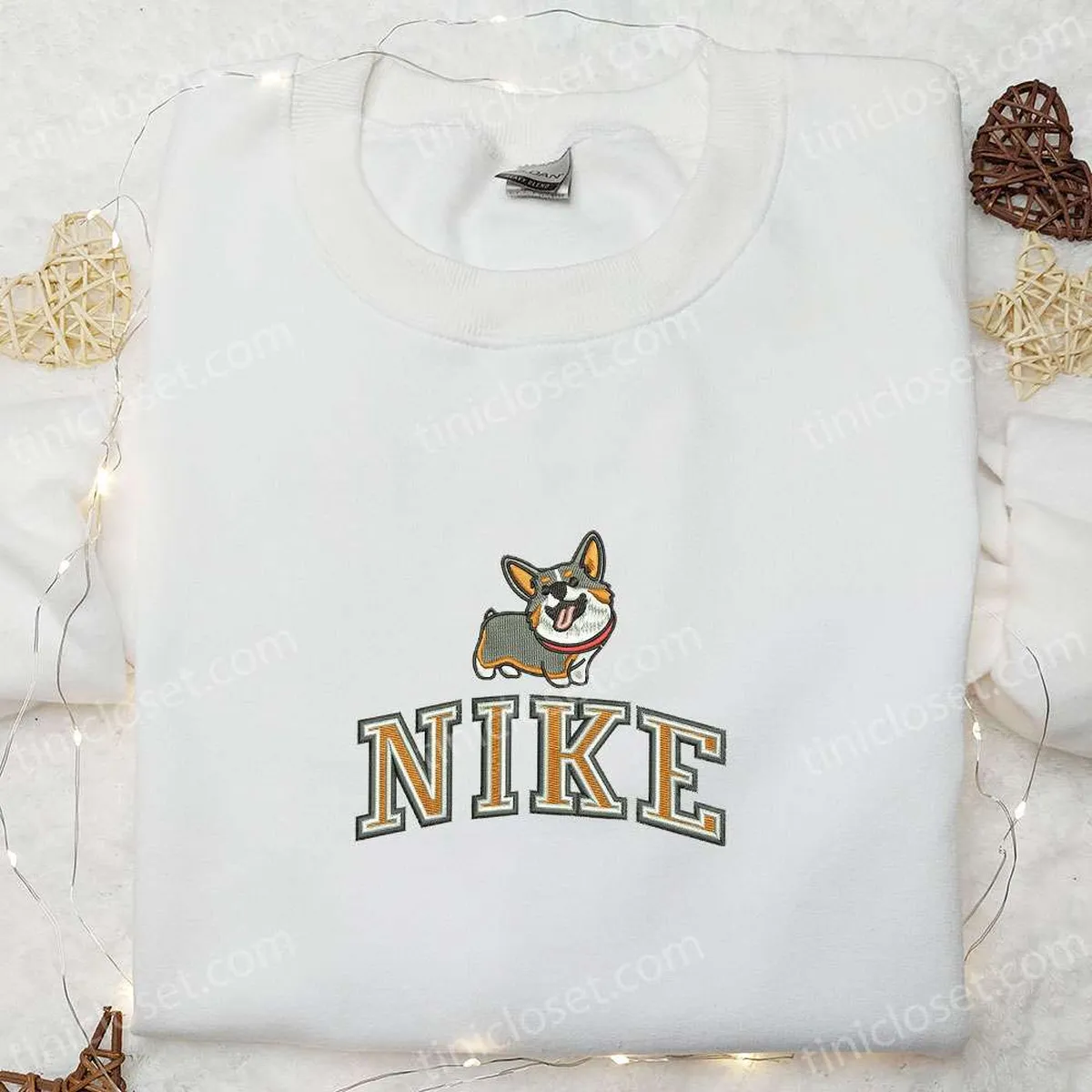 Corgi x Nike Embroidered Shirt, Animal Embroidered Hoodie, Best Gifts For Family