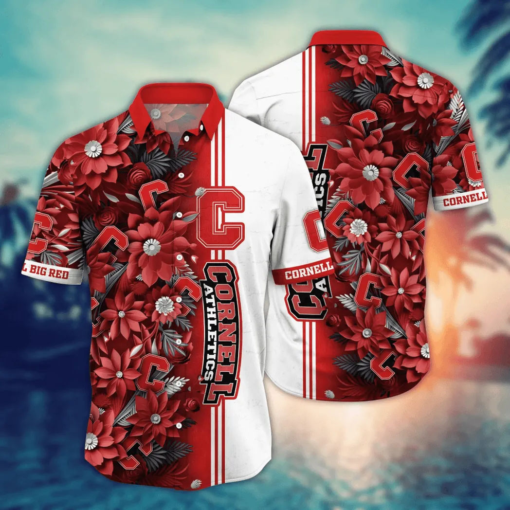 Cornell Big Red NCAA Flower Aloha Hawaiian Shirt, Custom Summer Football Shirts VPHWA2451153287