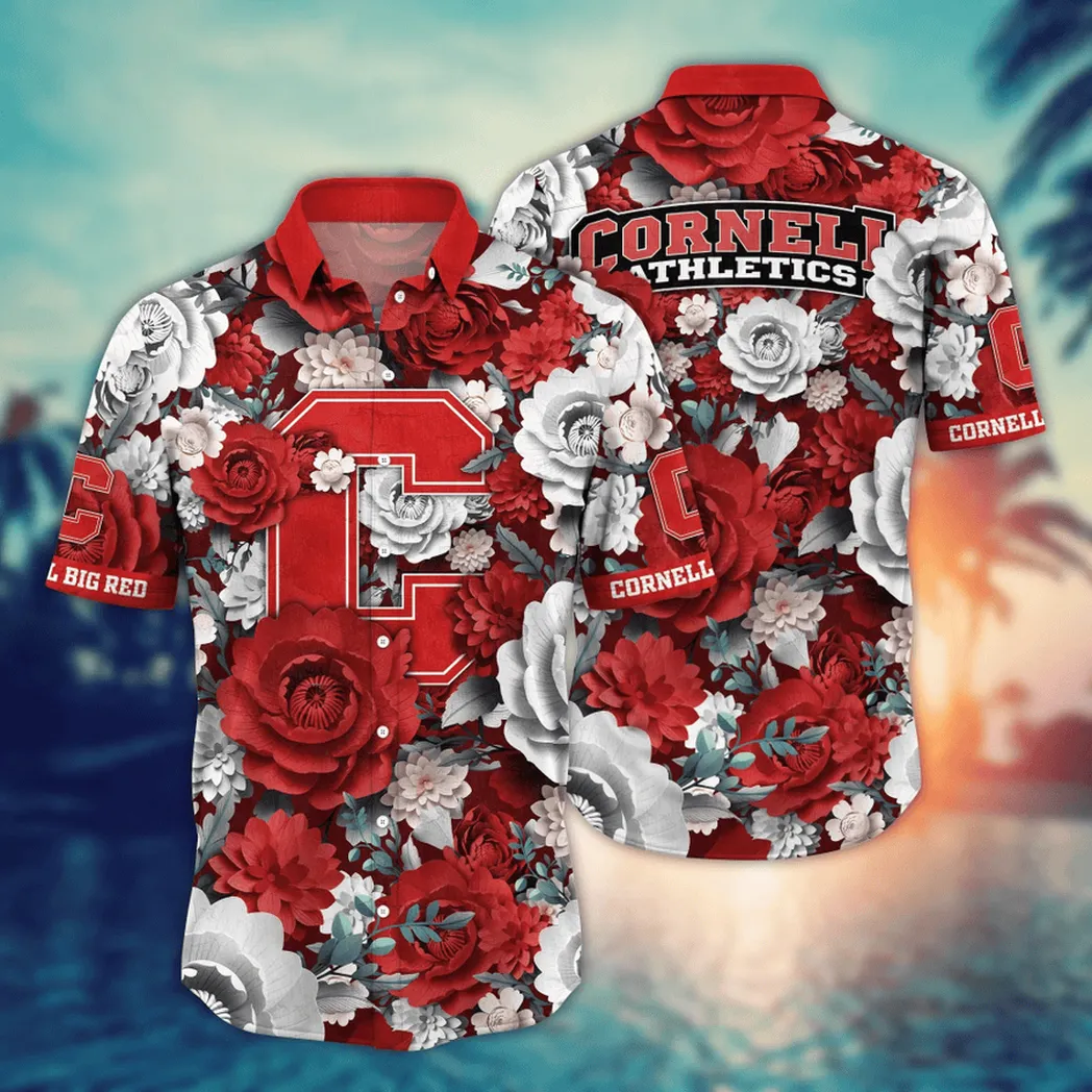 Cornell Big Red NCAA Flower Aloha Hawaiian Shirt, Custom Summer Football Shirts VPHWA2451153713