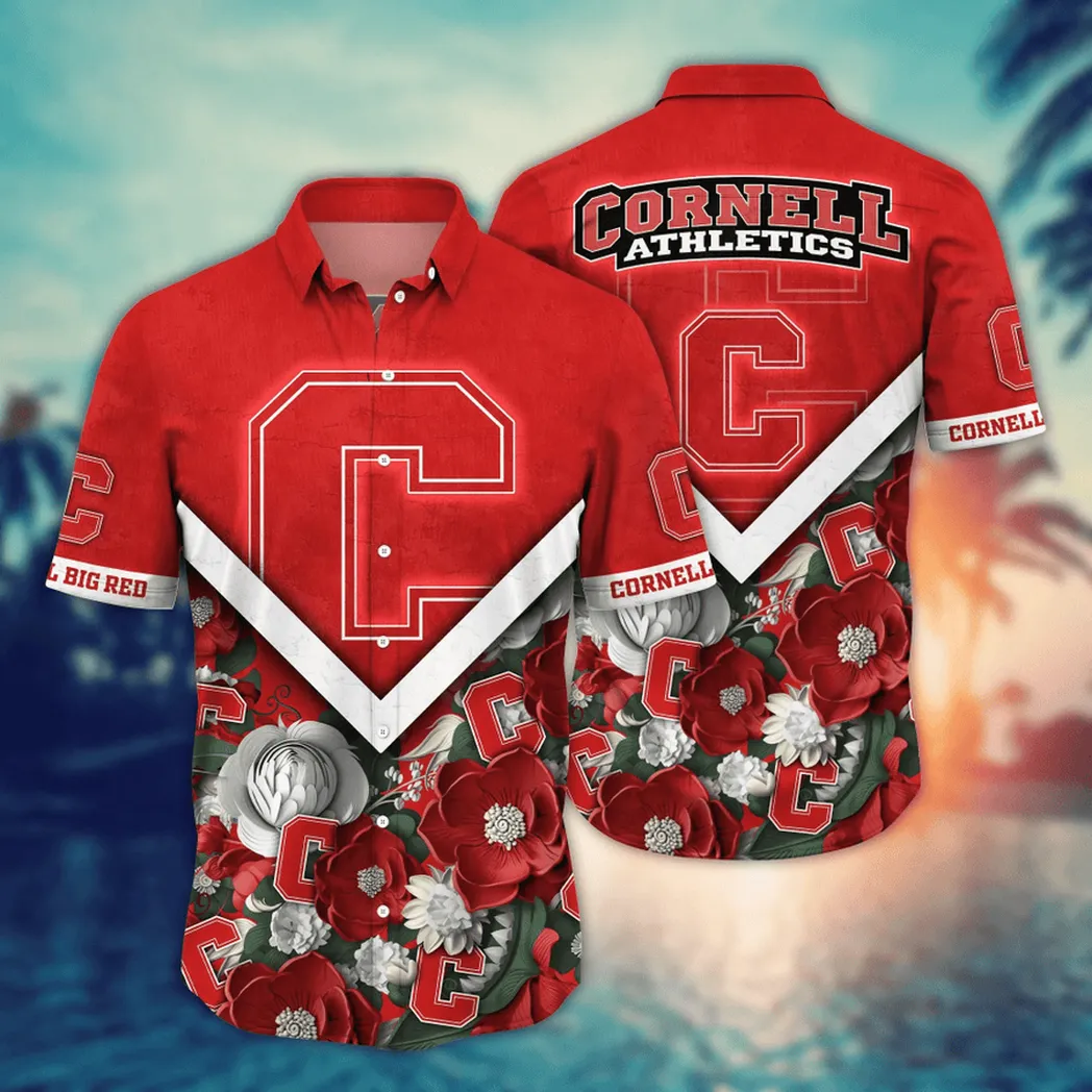 Cornell Big Red NCAA Flower Aloha Hawaiian Shirt, Custom Summer Football Shirts VPHWA2451153777