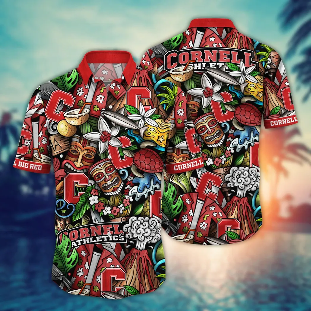 Cornell Big Red NCAA Flower Aloha Hawaiian Shirt, Custom Summer Football Shirts VPHWA2451154281