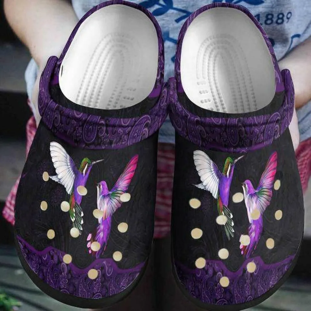 Couple Hummingbird Personalized Gift For Lover Rubber Crocs Clog