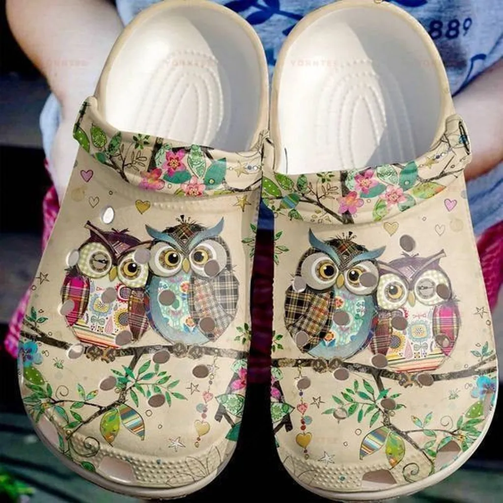 Couple Owls Tropical Gift For Lover Rubber Crocs Clog