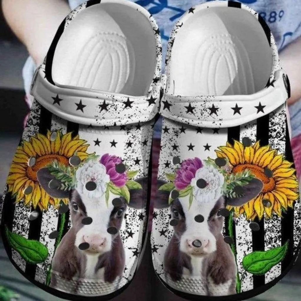 Cow Flowers Rubber Crocs Clog