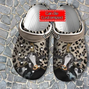 Cow Leopard Leather Crocs