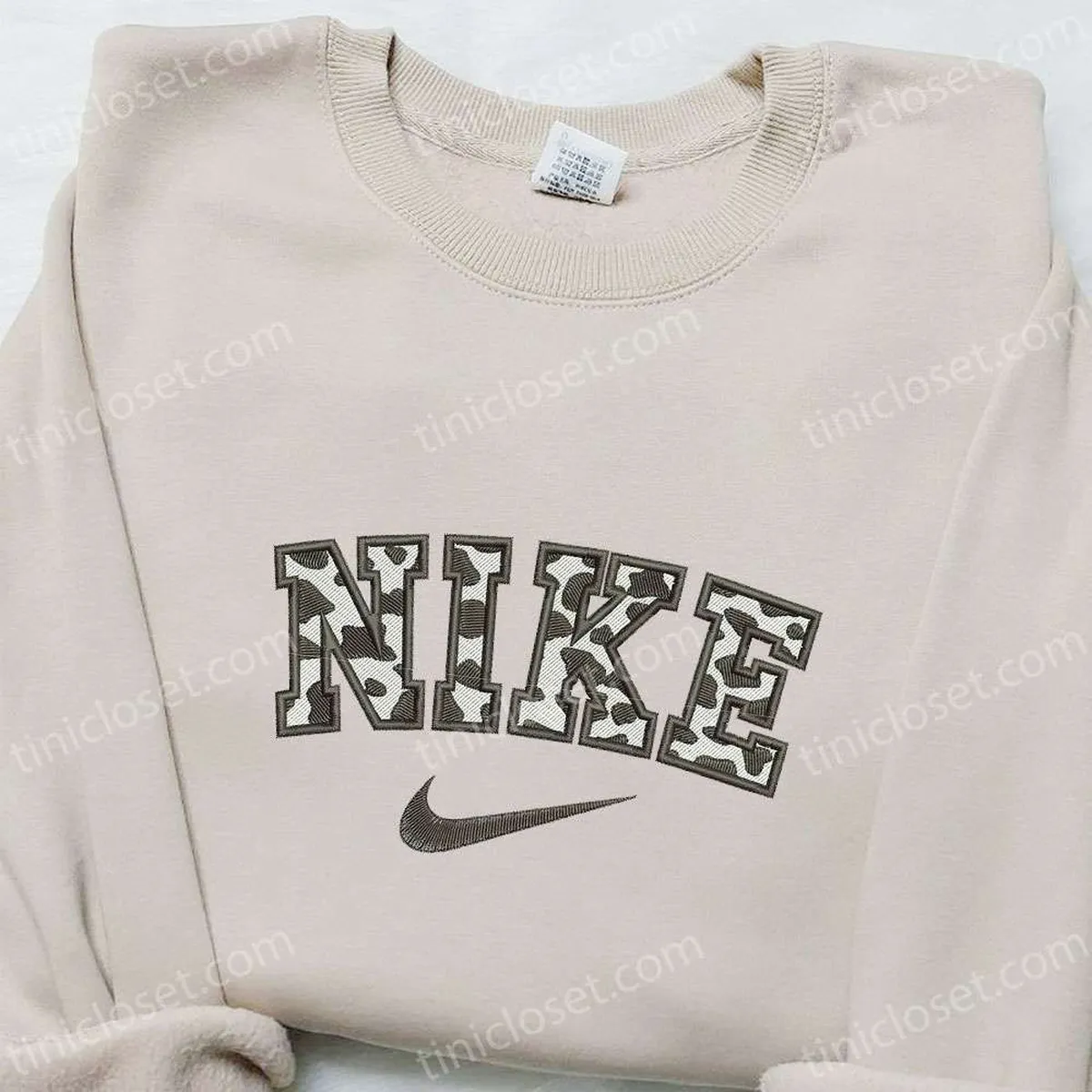 Cow Motifs x Nike Embroidered Hoodie, Nike Inspired Embroidered Shirt, Best Gifts for Family