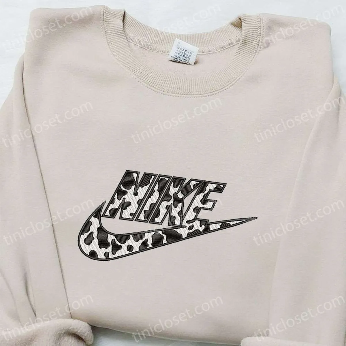 Cow Pattern x Nike Embroidered Hoodie, Nike Inspired Embroidered Shirt, Best Gifts for Family