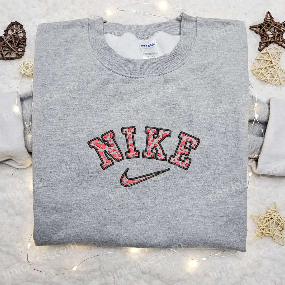 Cow Pattern x Nike Embroidered Sweatshirt, Nike Inspired Embroidered Shirt, Best Gifts for Family