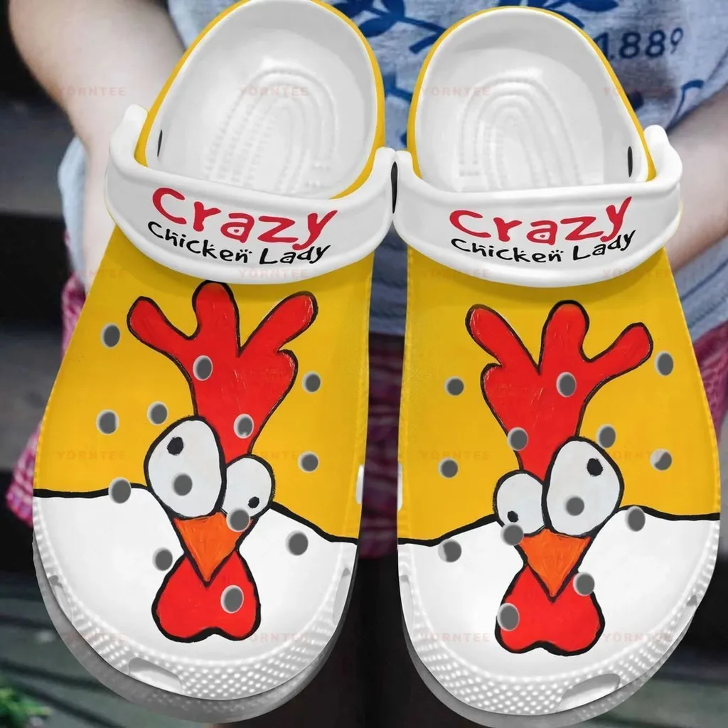 Crazy Chicken Lady 9 Gift For Lover Rubber Crocs Clog