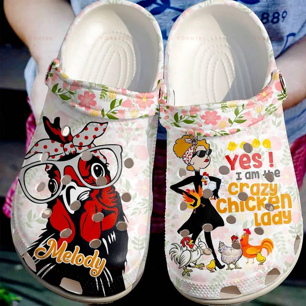 Crazy Chicken Lady Gift For Lover Rubber Crocs Clog