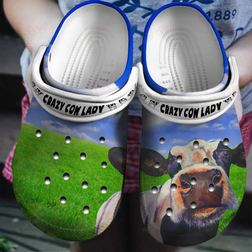 Crazy Cow Lady Gift For Cow Lovers Crocs, Personalized Crocs Classic Clogs