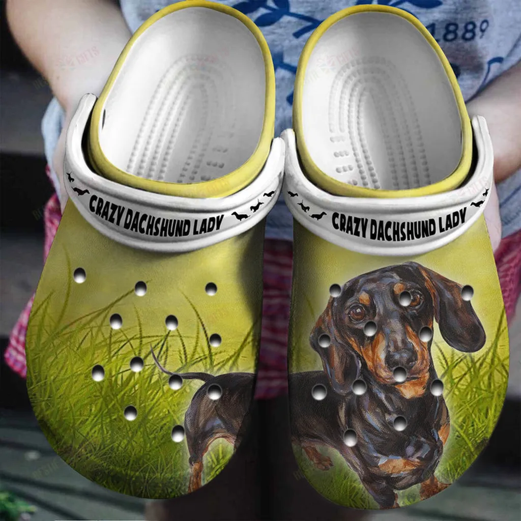 Crazy Dachshund Lady Gift For Dachshund Lovers Crocs Classic Clogs