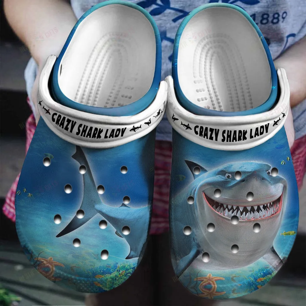 Crazy Shark Lady Gift For Shark Lovers Crocs Classic Clogs