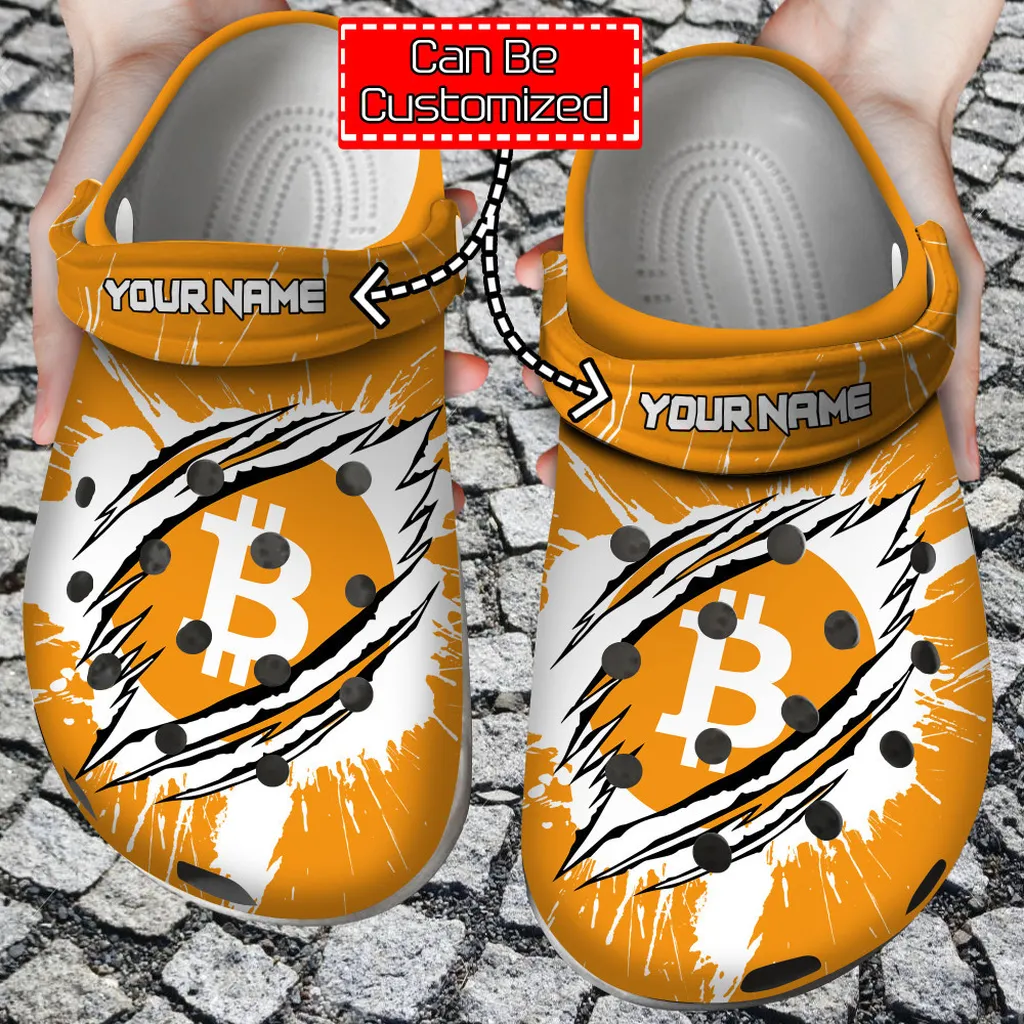 Crypto Crocs - Personalized Btc Coin Ripped Through Clog