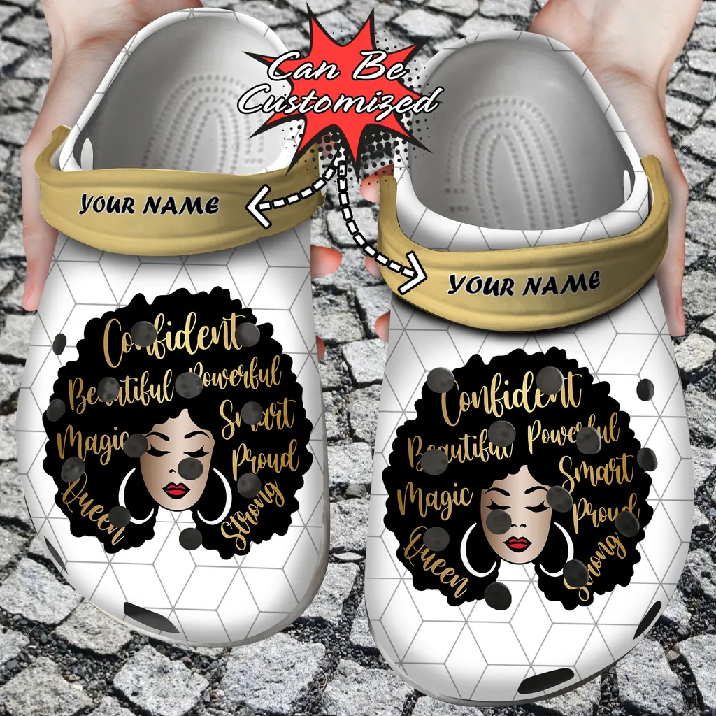 Custom Crocs Personalized Black Woman Afro Diva Clog