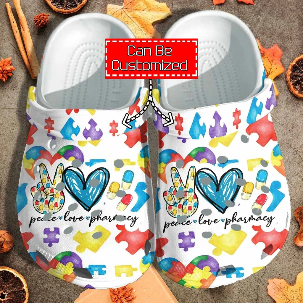 Custom Crocs Personalized Dental Nurse Peace Love Mothers Day Gifts Clog