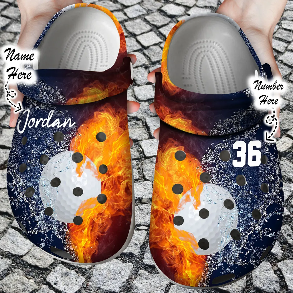 Custom Crocs Personalized Fire and Water Golf Clog