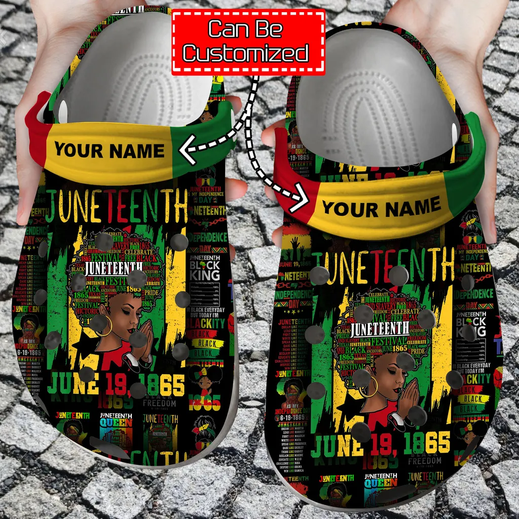 Custom Crocs Personalized Juneteenth Black Americans Independence 1865 Clog