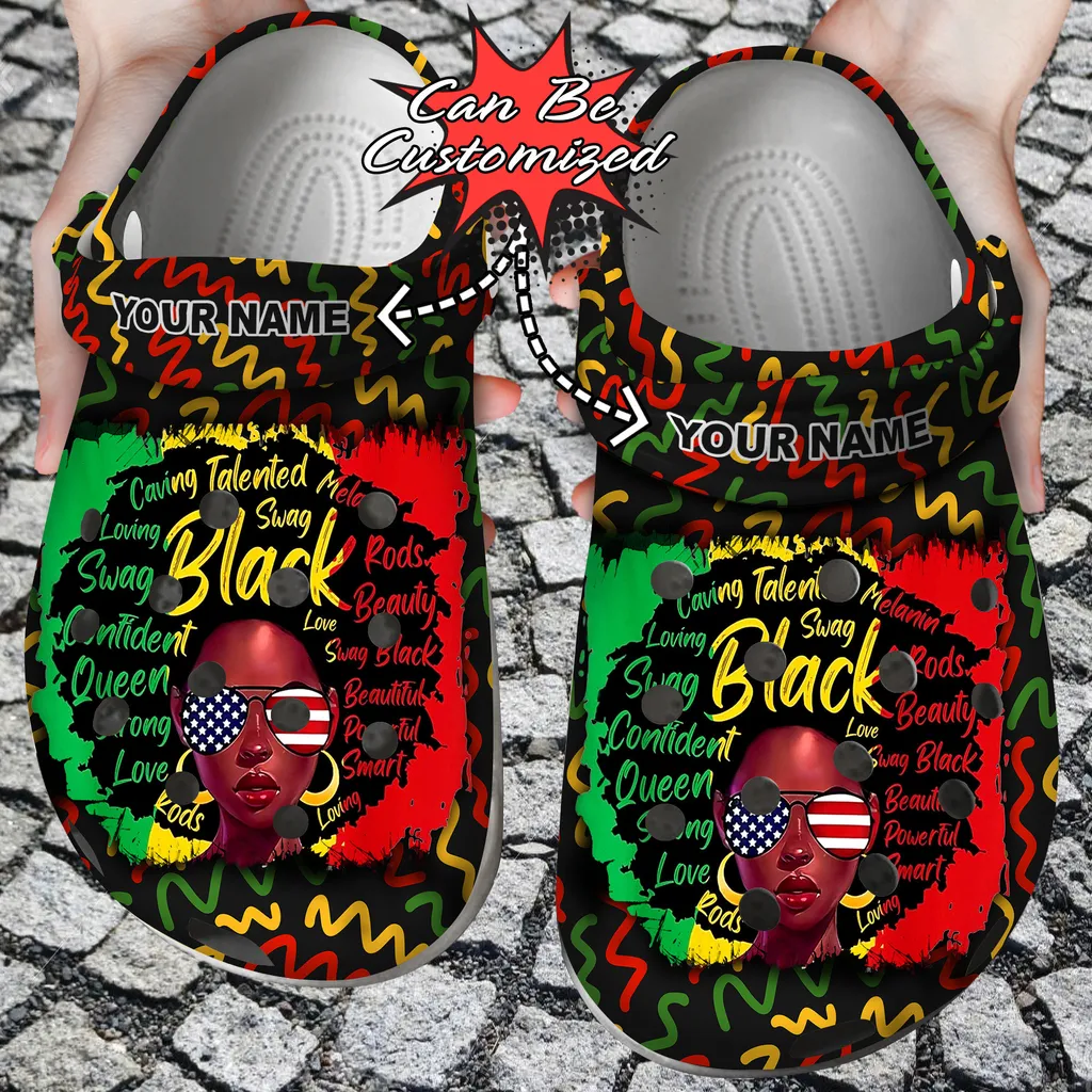 Custom Crocs Personalized Juneteenth Black Girl American Clog