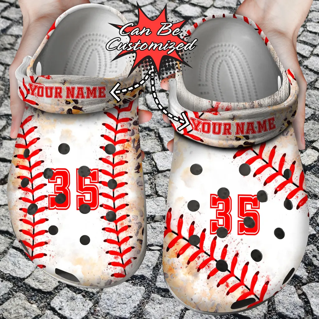 Custom Crocs Personalized Leopard Baseball Mix Watercolor Pattern Clog