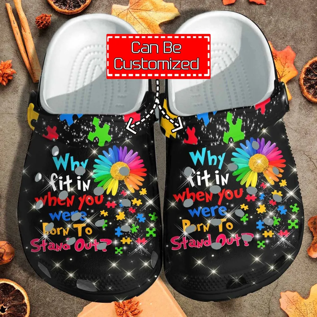 Custom Crocs Personalized Puzzle Flower Autism Awareness Clog