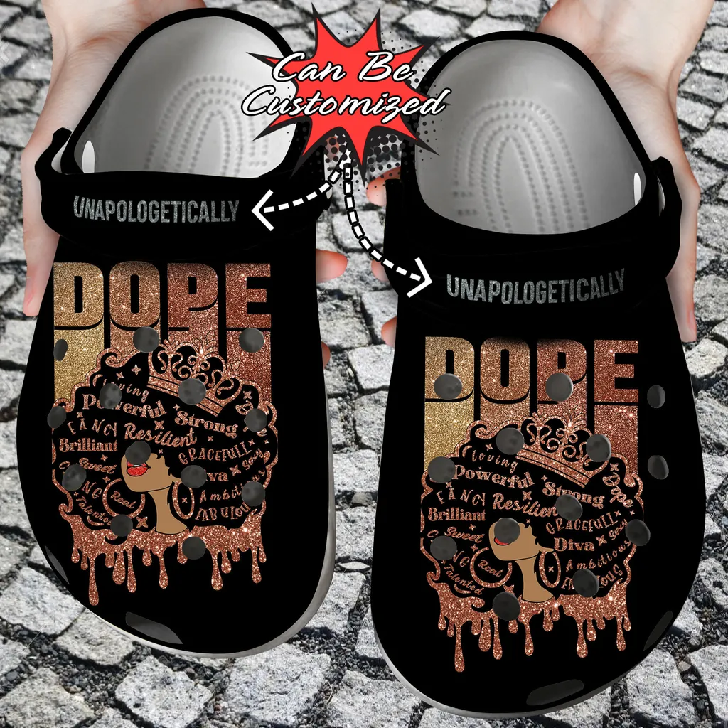 Custom Crocs Personalized Unapologetically Dope Black Woman Clog