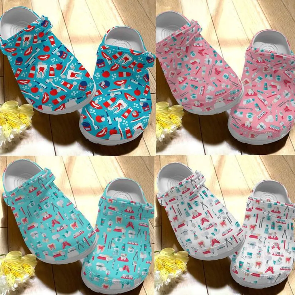 Custom Dentist Pattern 4 Options Crocs Classic Clogs